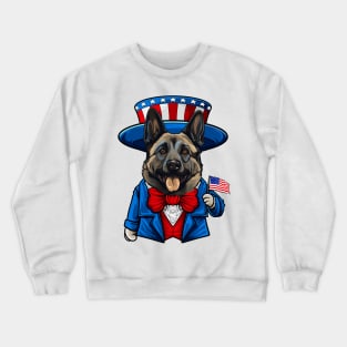 Funny 4th of July Norwegian Elkhound Dog Crewneck Sweatshirt